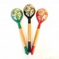 Ложка деревянная Хохлома, маленькая, роспись "Золото" (№ 7102)