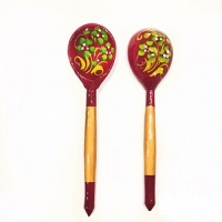 Ложка деревянная чайная Хохлома, роспись "Краснушка" (№ 6802)