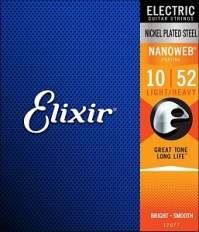 Струны для электрогитары Elixir 12077 NANOWEB Light 10-52 (USA)